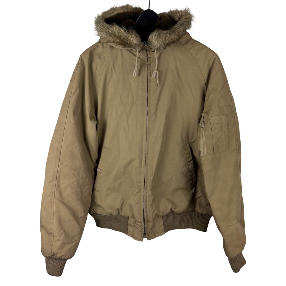 Vintage 1980s JCPenney Quilted Fur Lined Bomber Tan Jacket Size M Tall